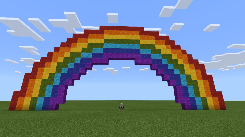 Here is the video tutorial for how to code a rainbow to appear in MineCraft...
